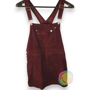 ASOS Burgundy Corduroy Overall Jumper Dress Size 14